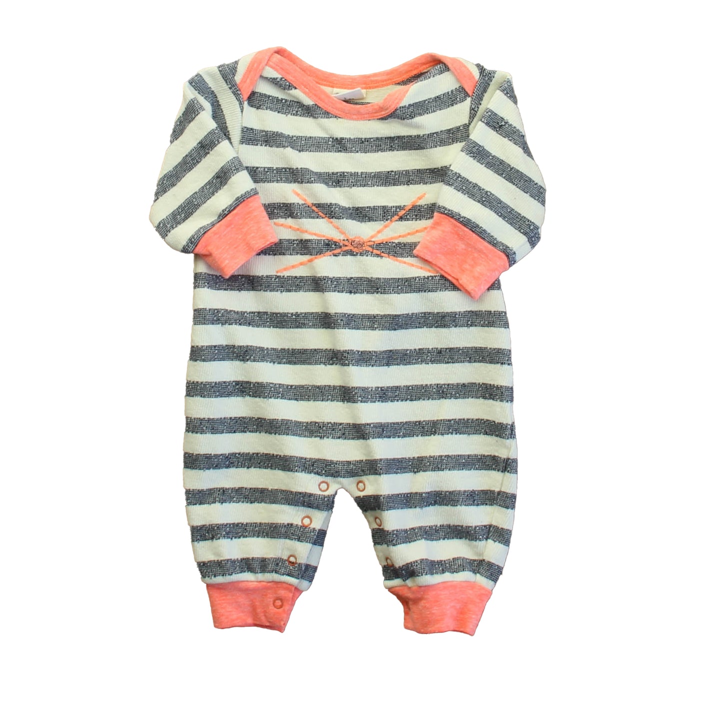 Egg Boys Ivory | Black | Coral Long Sleeve Outfit Size: 3 Months Ivory | Black | Coral