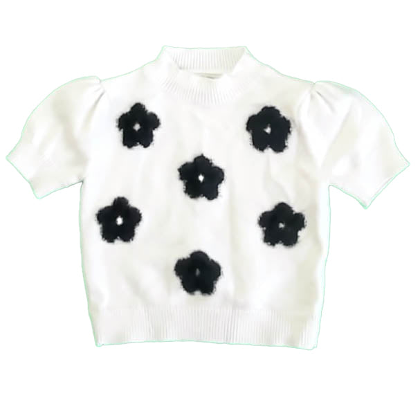 Cynthia Rowley Girls Ivory | Black Floral Sweater Size: 4T Ivory | Black Floral