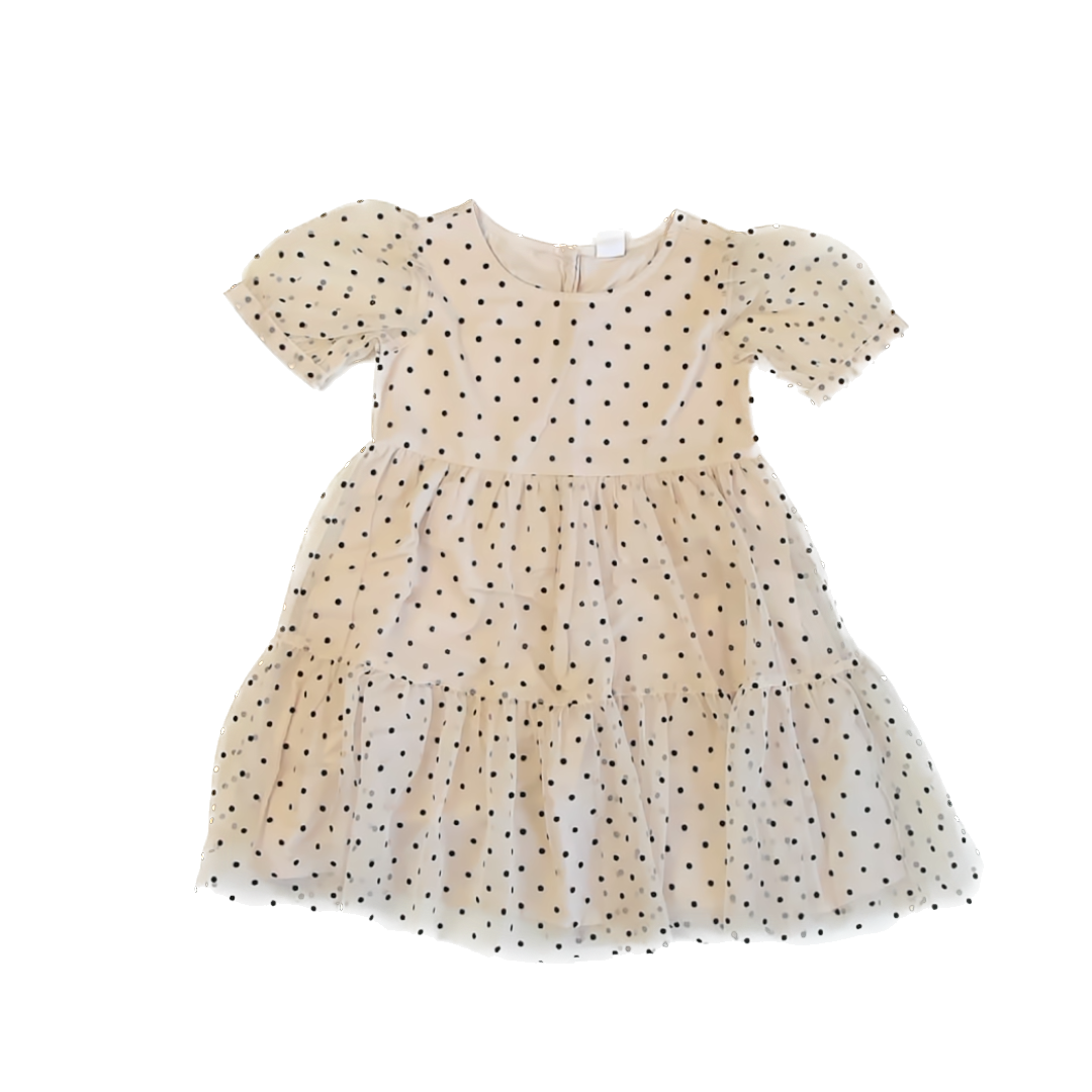 Gap Girls Ivory | Black Polka Dot Special Occasion Dress Size: 4T Ivory | Black Polka Dot