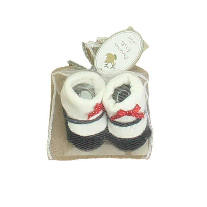 Carter's Girls Ivory | Black | Red Booties Size: Newborn Ivory | Black | Red