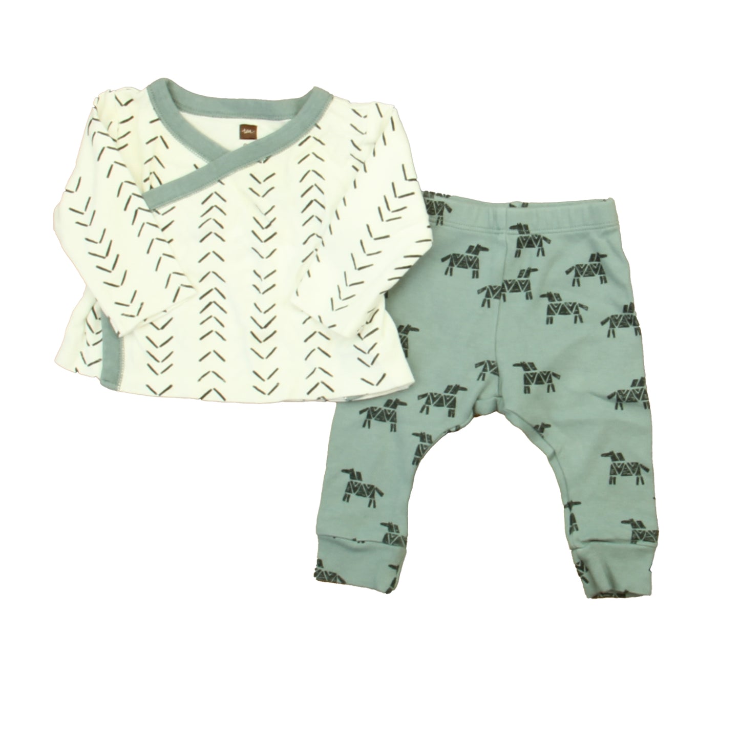Tea Boys Ivory | Black | Teal Apparel Sets Size: 0-3 Months Ivory | Black | Teal