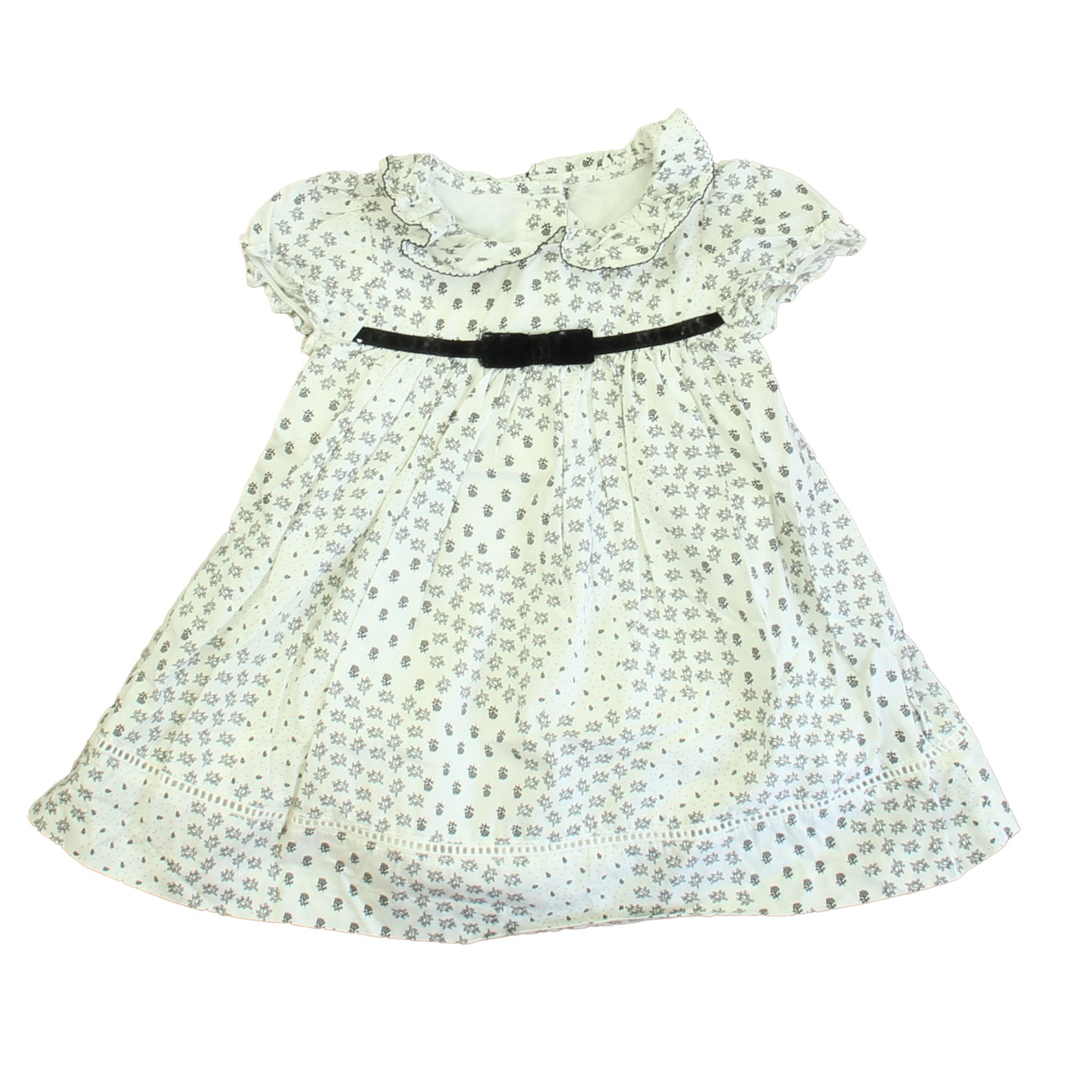 Janie and Jack Girls Ivory | Black Dress Size: 12-18 Months Ivory | Black