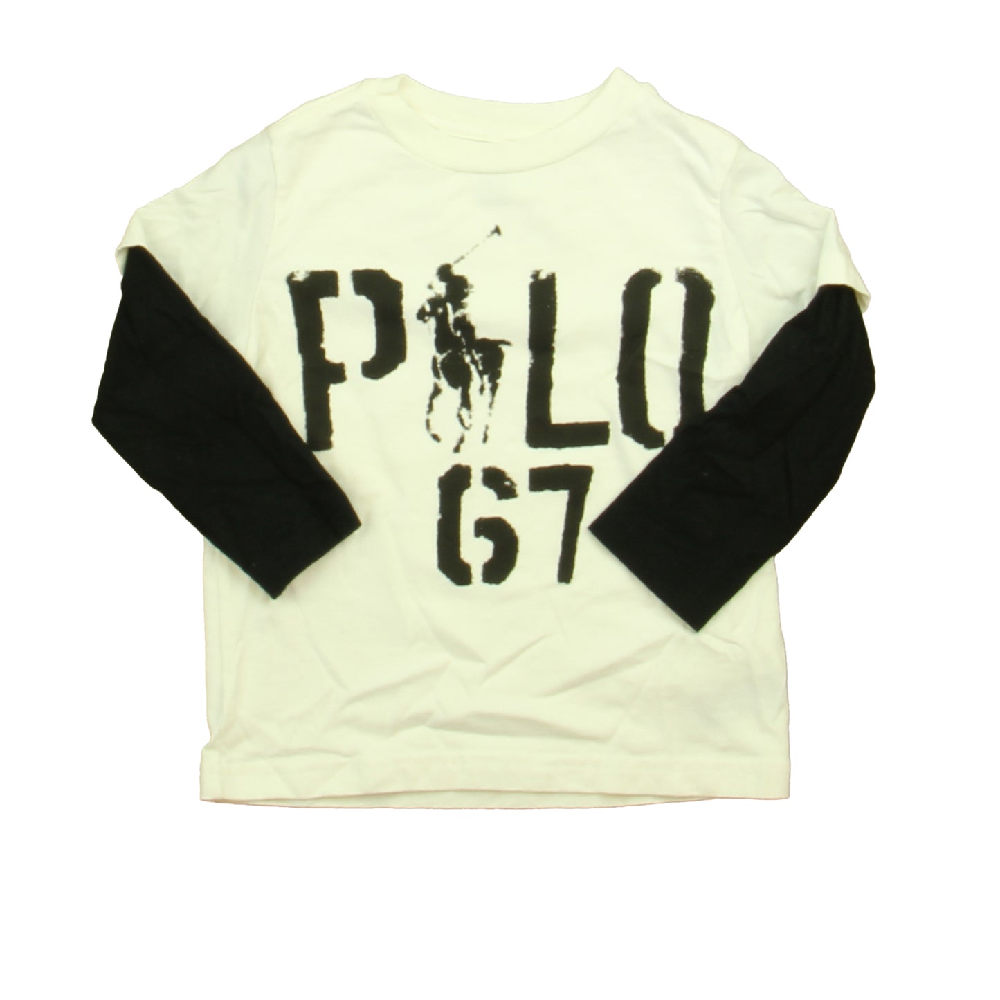 Ralph Lauren Boys Ivory | Black Long Sleeve T-Shirt Size: 2T Ivory | Black