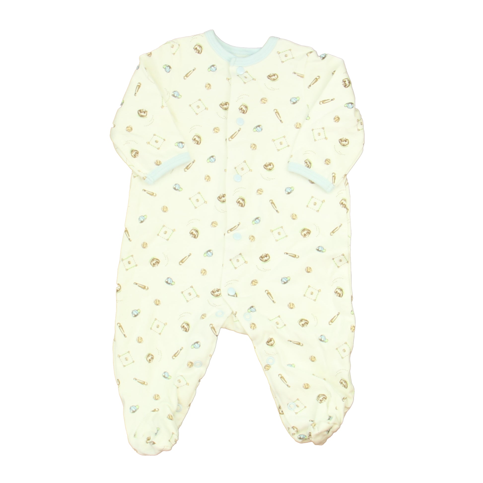 Little Me Boys Ivory | Blue Baseball Long Sleeve Outfit Size: 3 Months Ivory | Blue Baseball