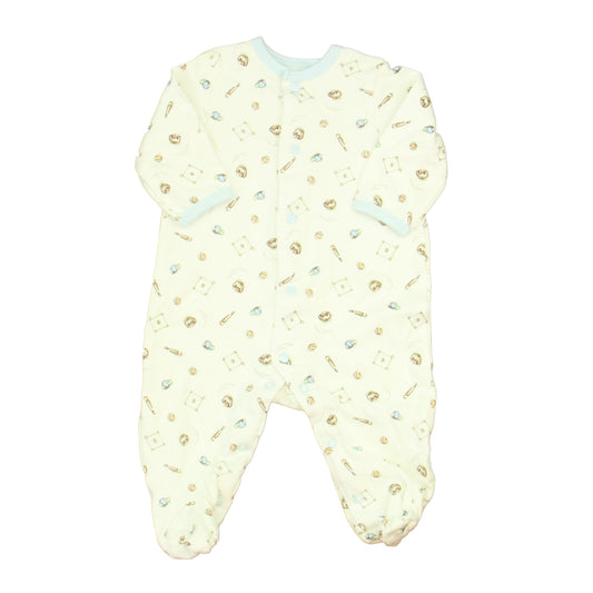 Little Me Boys Ivory | Blue Baseball Long Sleeve Outfit Size: 3 Months Ivory | Blue Baseball