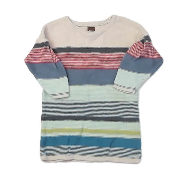 Tea Collection Girls Ivory | Blue Stripe Sweater Dress Size: 2T Ivory | Blue Stripe