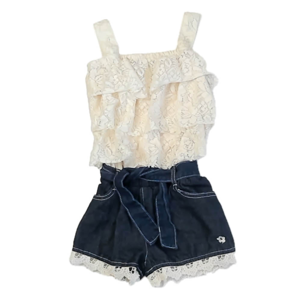 Limited Too Girls Ivory | Blue Romper Size: 5-6 Years Ivory | Blue