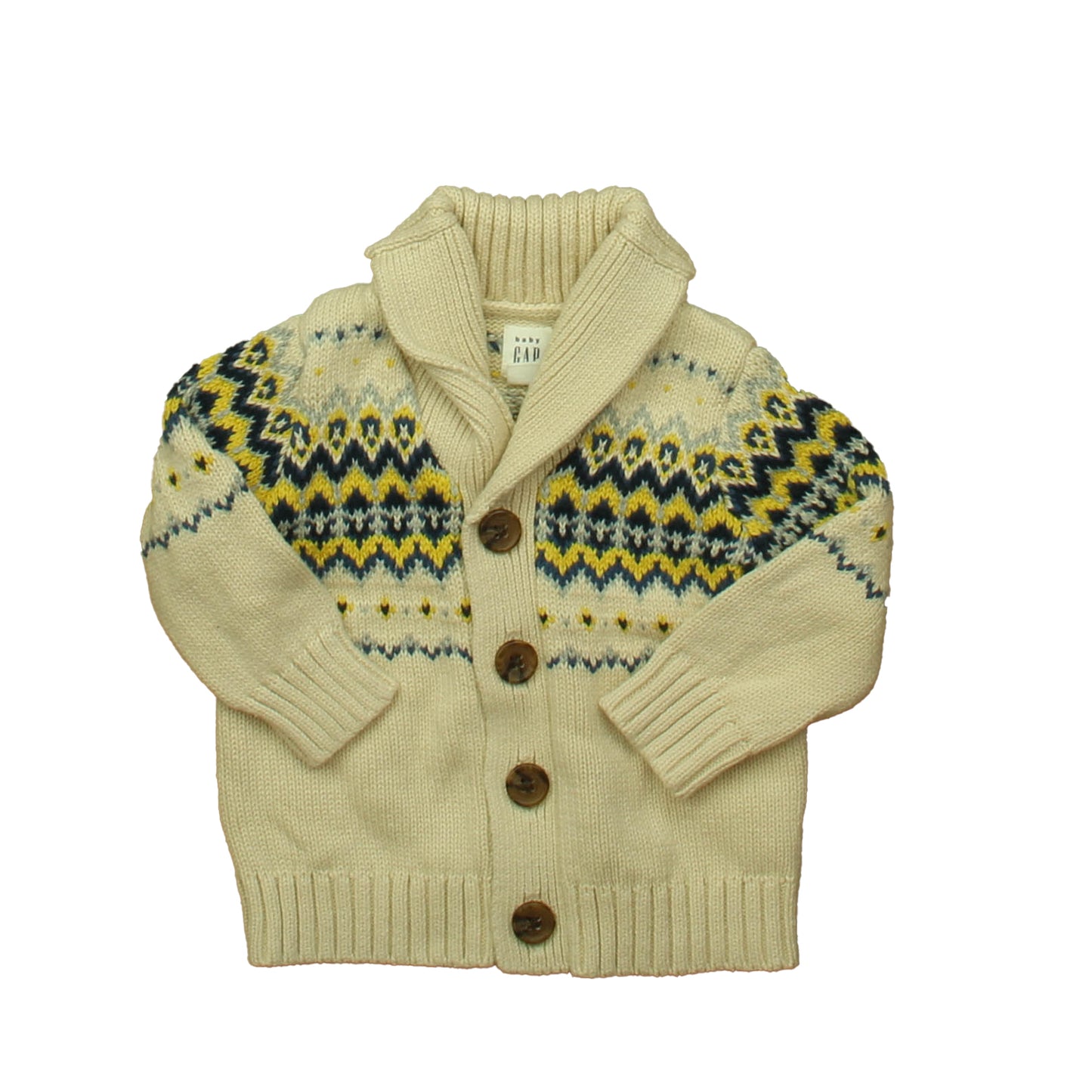 Gap Boys Ivory | Blue Cardigan Size: 6-12 Months Ivory | Blue