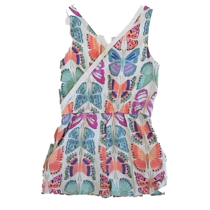 Tea Collection Girls Ivory Butteflies Romper Size: 3T Ivory Butteflies