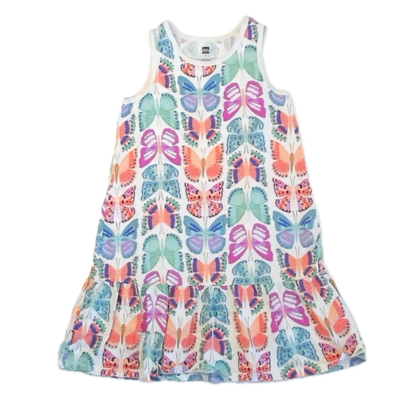 Tea Collection Girls Ivory Butterflies Dress Size: 8 Years Ivory Butterflies