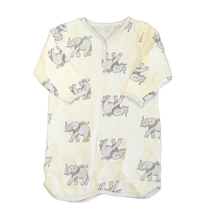 For Beau Loves Unisex Ivory Elephants Nightgown Size: 24 Months Ivory Elephants