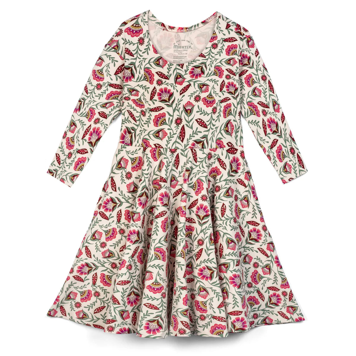 Mightly Girls Ivory Floral Dress Size: 2-5T Ivory Floral