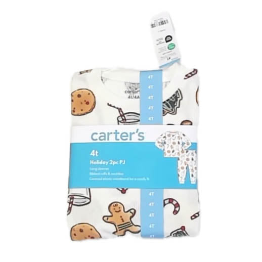Carter's Unisex Ivory Gingermen 2-piece Pajamas Size: 4T Ivory Gingermen