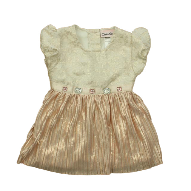 Little Lass Girls Ivory | Gold | Pink Dress Size: 24 Months Ivory | Gold | Pink