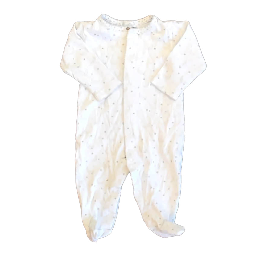 Kissy Kissy Boys Ivory | Gray Moons 1-piece footed Pajamas Size: 6-9 Months Ivory | Gray Moons