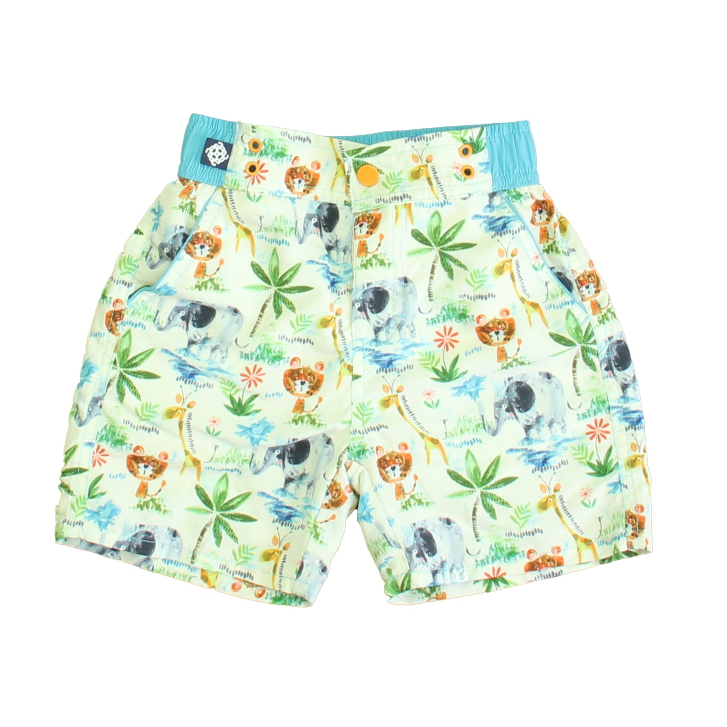 Andy & Evan Boys Ivory | Green Jungle Trunks Size: 3T Ivory | Green Jungle