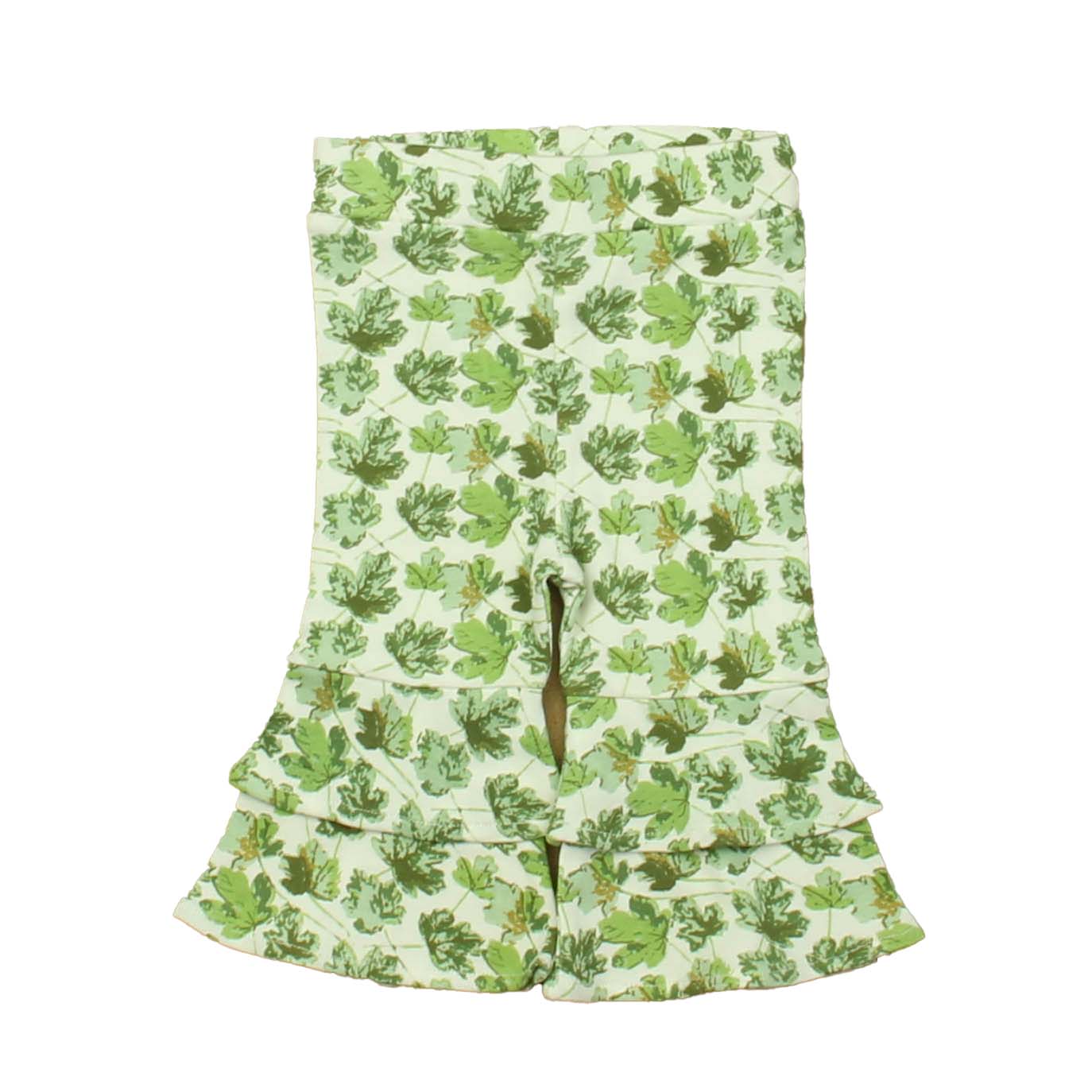 Kate Quinn Organics Girls Ivory | Green Leaves Leggings Size: 3-6 Months