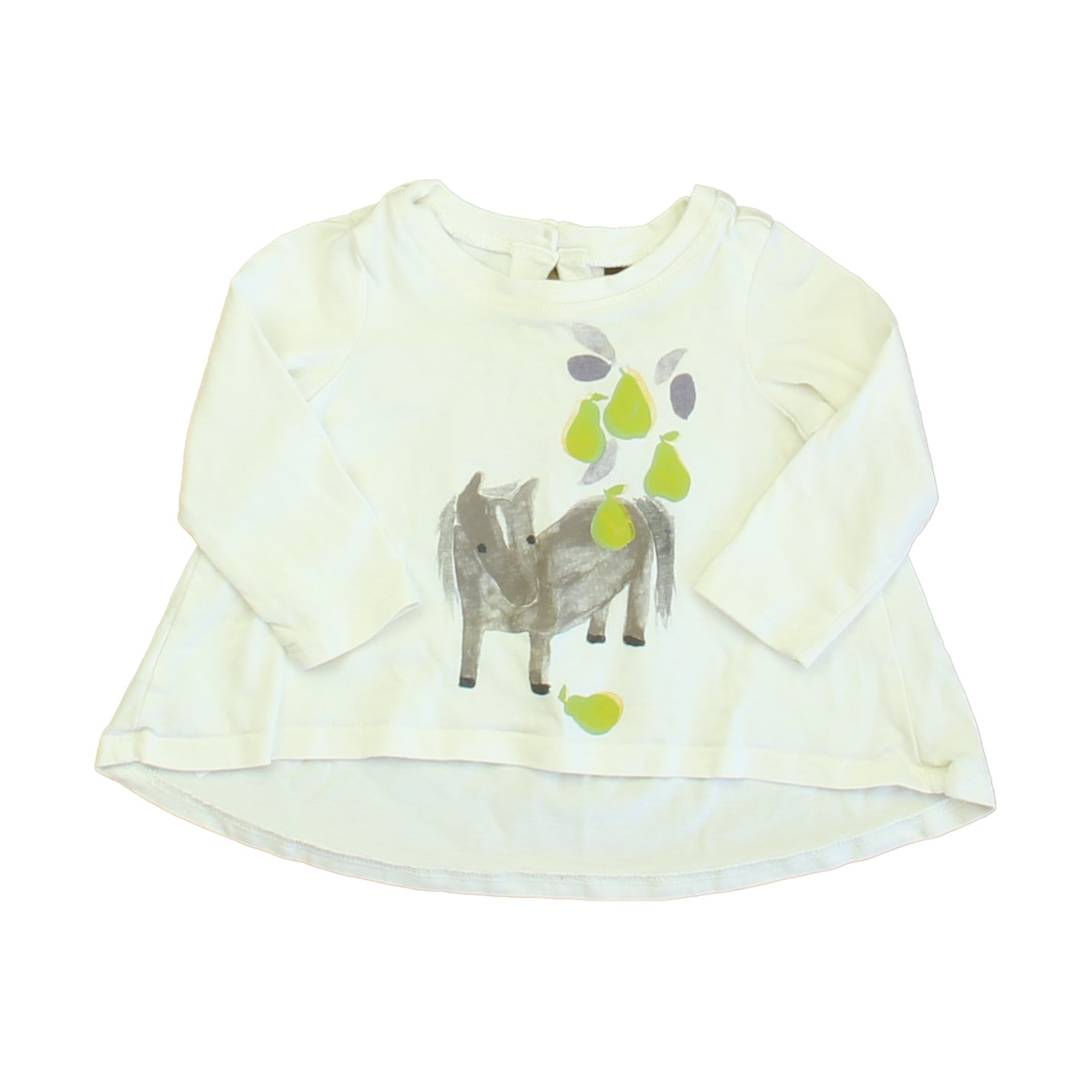 Tea Girls Ivory Horse Long Sleeve T-Shirt Size: 3-6 Months Ivory Horse