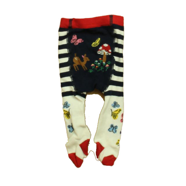 Hanna Andersson Girls Ivory | Navy Butterlies Tights Size: 3-6 Months Ivory | Navy Butterlies