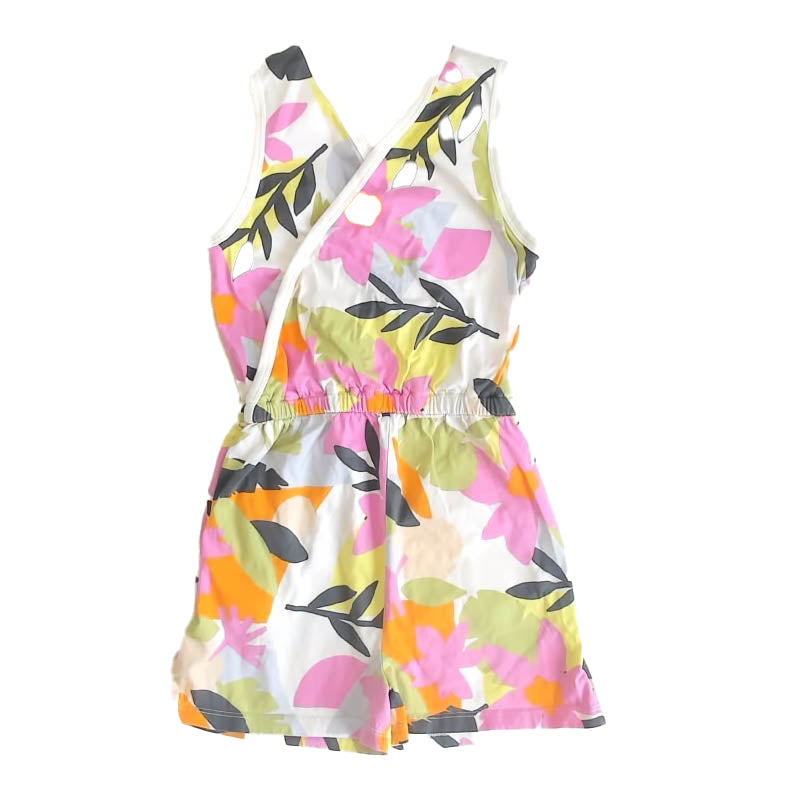 Tea Collection Girls Ivory | Pink | Green Romper Size: 8 Years Ivory | Pink | Green