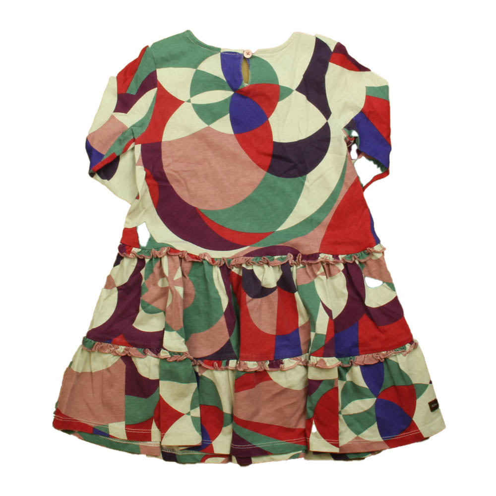 Tea Girls Ivory | Pink | Purple Dress Size: 4T Ivory | Pink | Purple