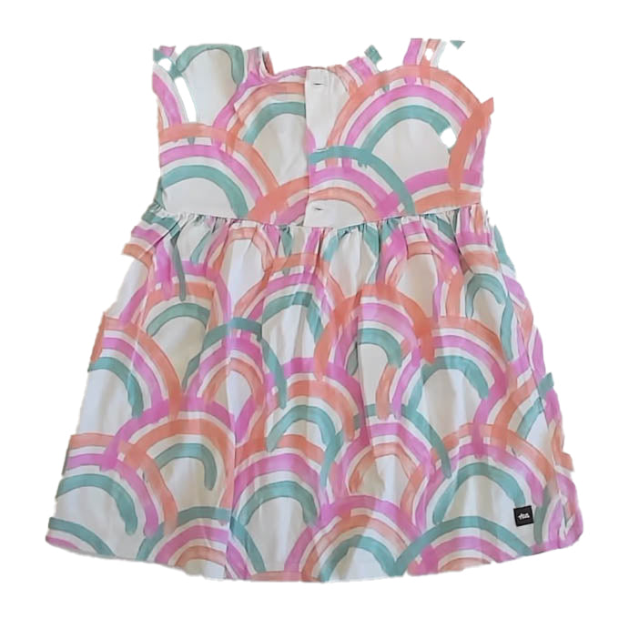 Tea Collection Girls Ivory | Pink | Teal Dress Size: 18-24 Months Ivory | Pink | Teal