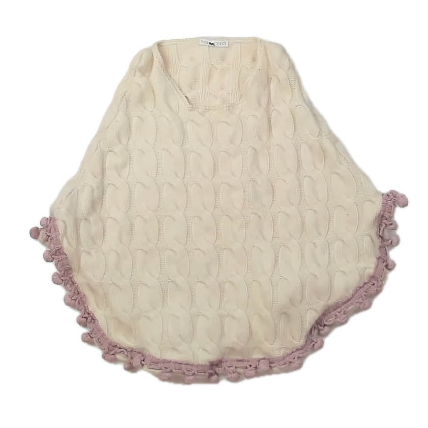 Unknown Brand Girls Ivory | Pink Poncho Size: 5-6 Years Ivory | Pink