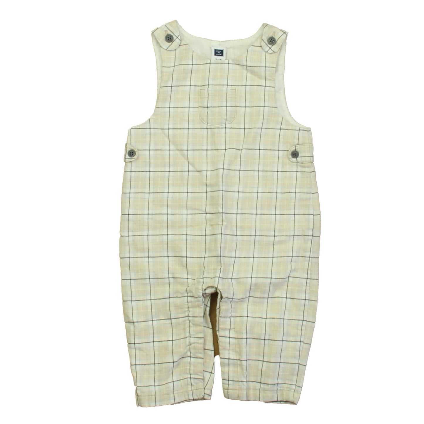 Janie and Jack Boys Ivory Plaid Romper Size: 3-6 Months Ivory Plaid