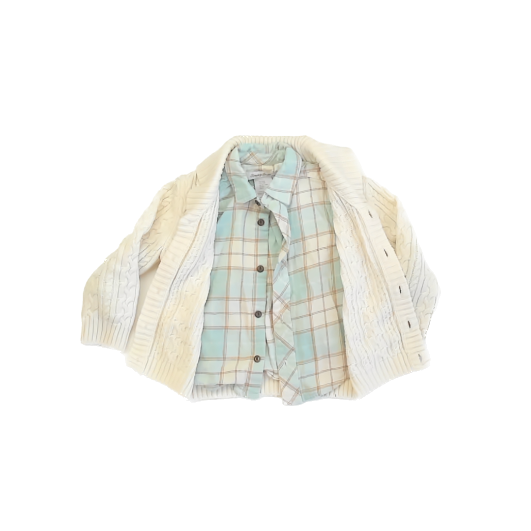 Tommy Bahama Boys Ivory | Plaid Cardigan Size: 24 Months Ivory | Plaid