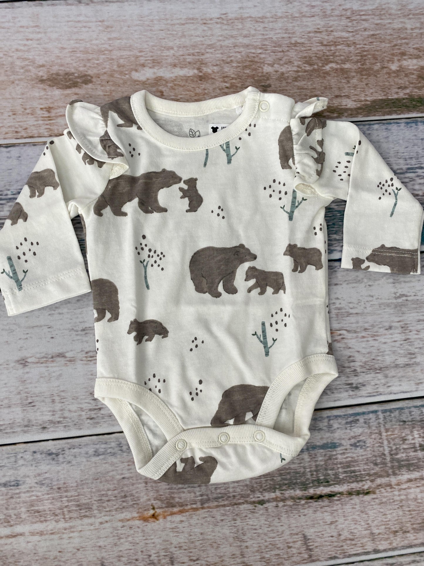 Oliver & Rain Girls Ivory | polar bears Onesie Size: Newborn Ivory | polar bears