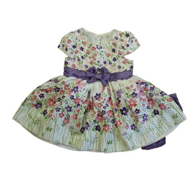 Nannette Girls Ivory Purple Floral Special Occasion Dress Size: 12 Months Ivory Purple Floral