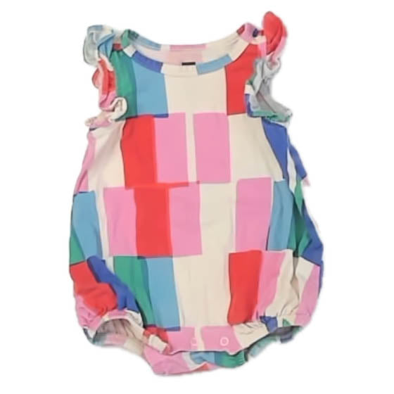 Tea Girls Ivory | Red | Blue Romper Size: 0-3 Months Ivory | Red | Blue