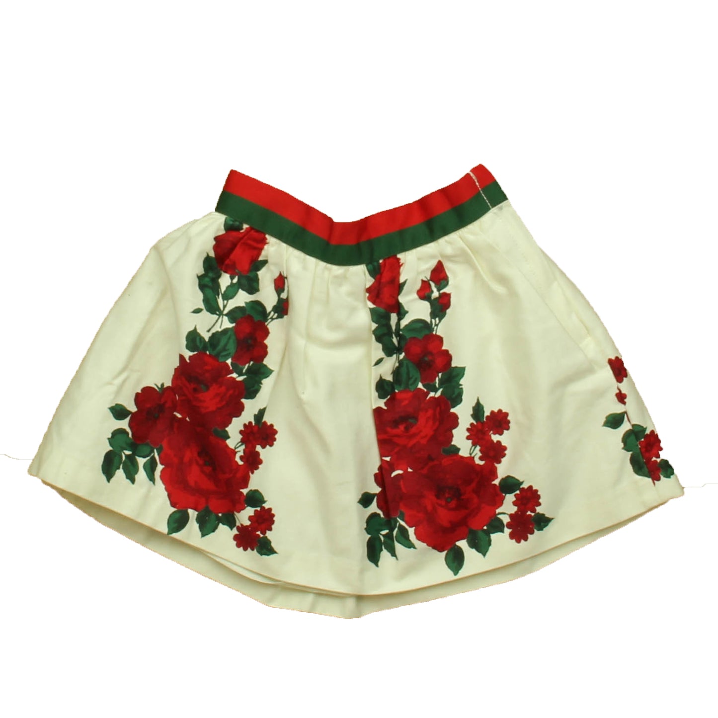 Janie and Jack Girls Ivory | Red Floral Skirt Size: 2T Ivory | Red Floral