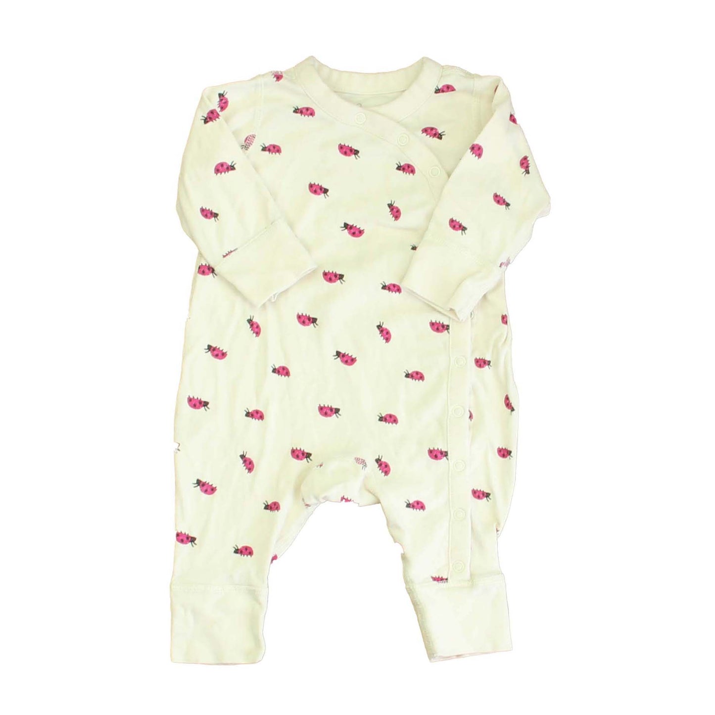 Moon And Back Girls Ivory | Red Ladybugs 1-piece Non-footed Pajamas Size: 3-6 Months Ivory | Red Ladybugs