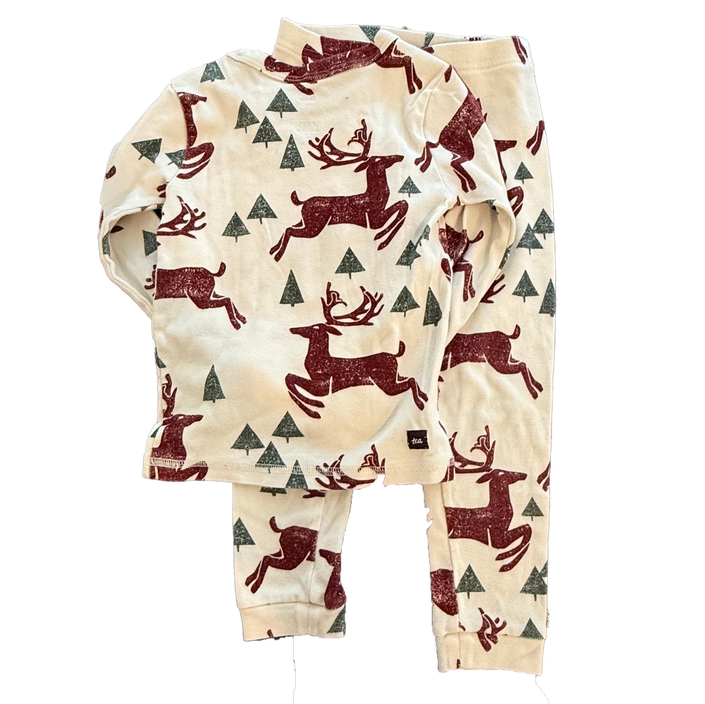 Tea Collection Boys Ivory Reindeers 2-piece Pajamas Size: 4T Ivory Reindeers