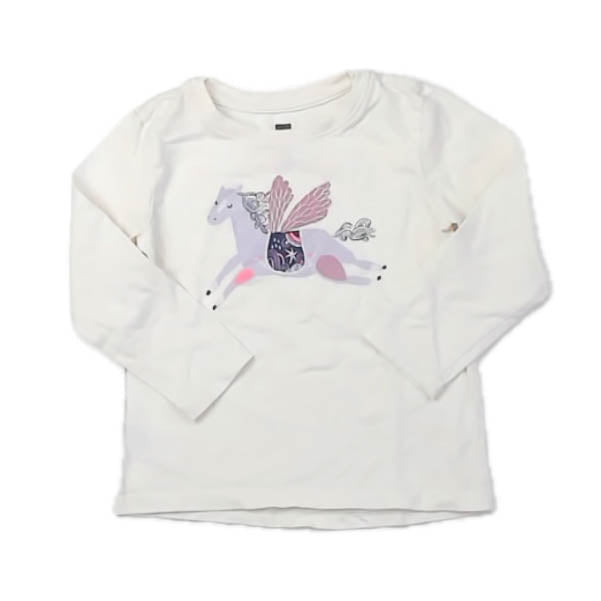 Tea Collection Girls Ivory Unicorn Long Sleeve T-Shirt Size: 3T Ivory Unicorn