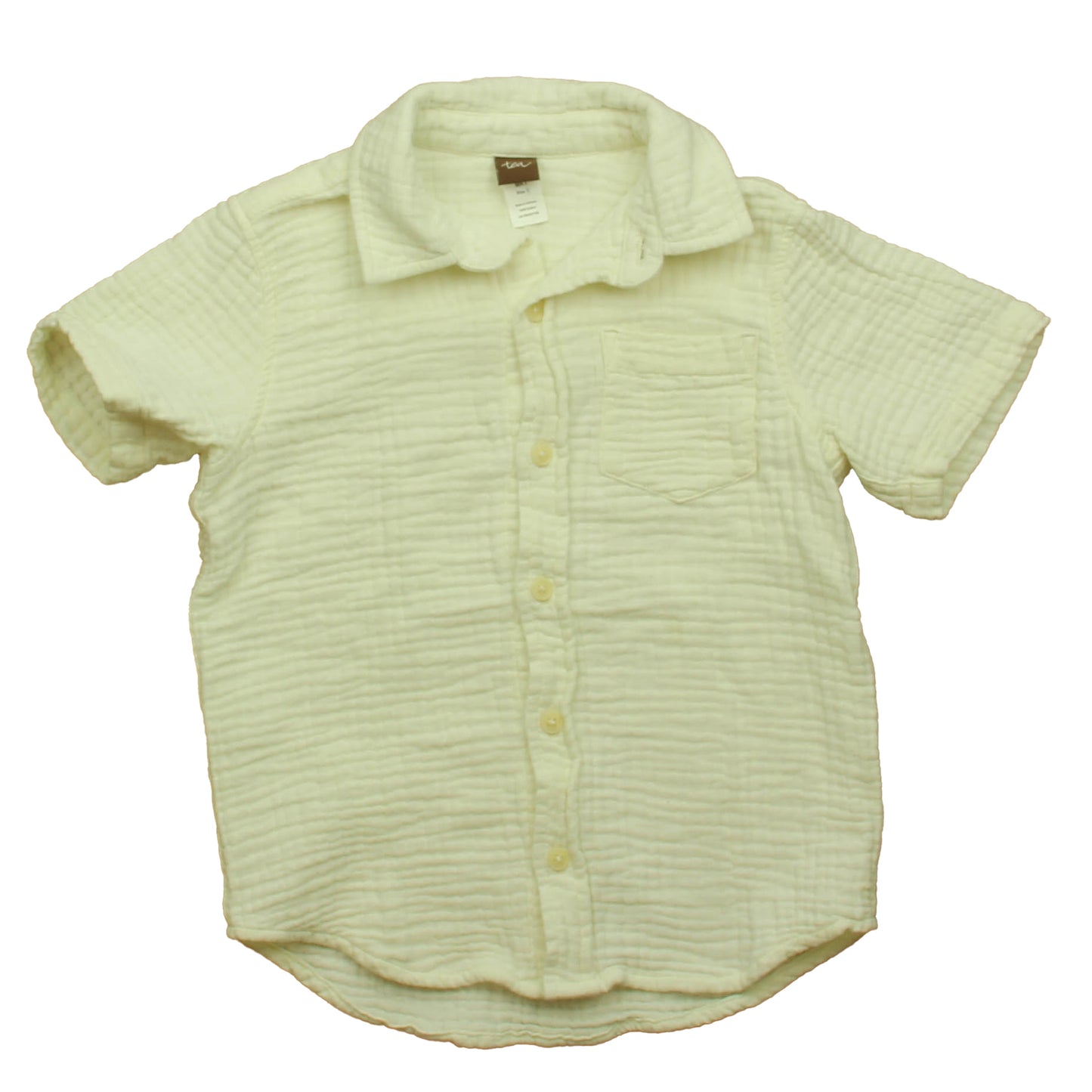 Tea Collection Boys Ivory Button Down Short Sleeve Size: 5T Ivory