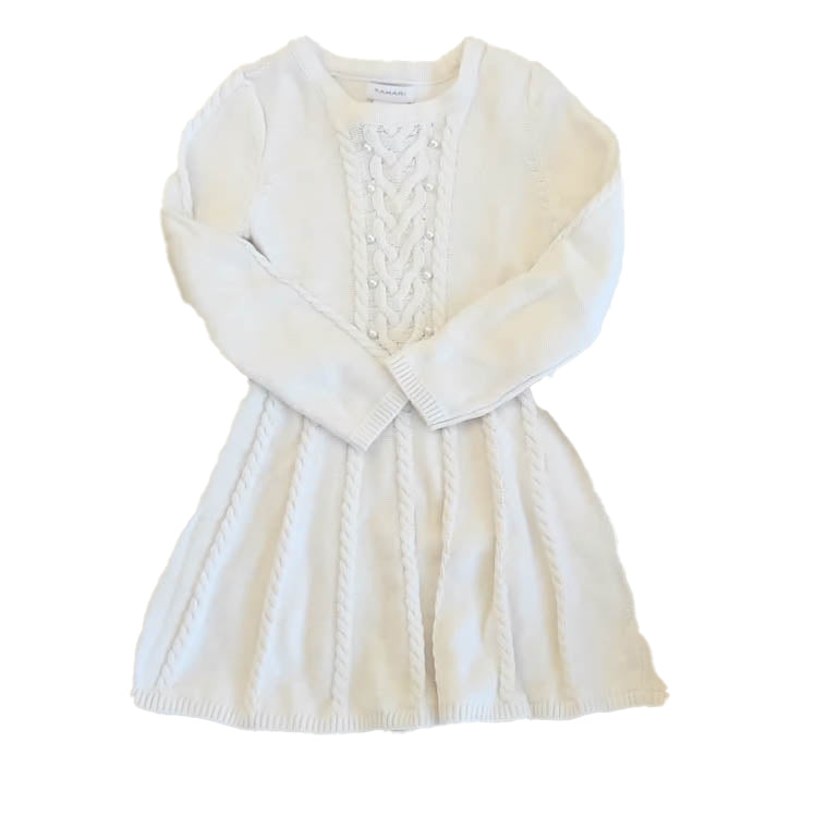 Tahari Girls Ivory Sweater Dress Size: 4T Ivory