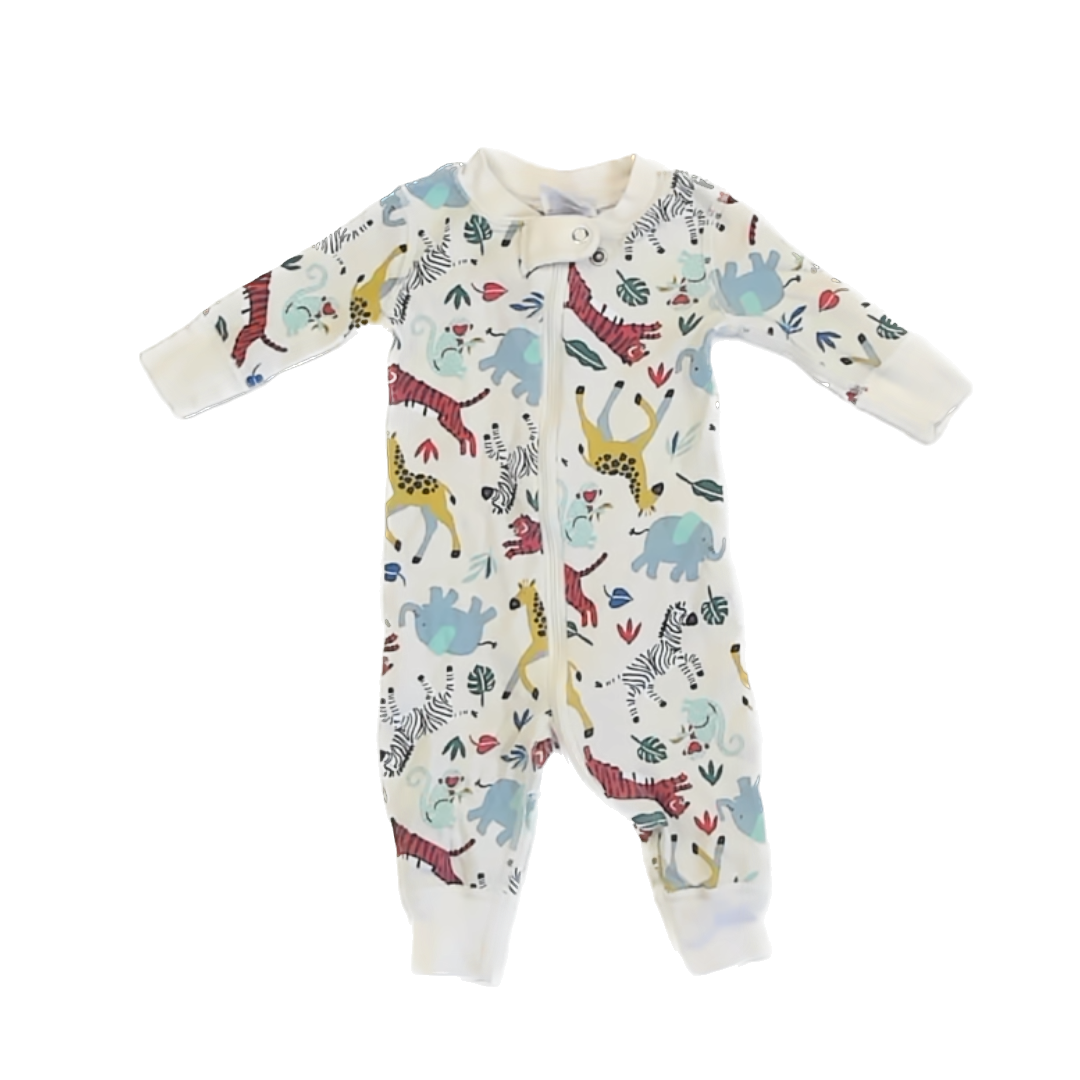 Hanna Andersson Boys Jungle 1-piece Non-footed Pajamas Size: 0-3 Months Jungle