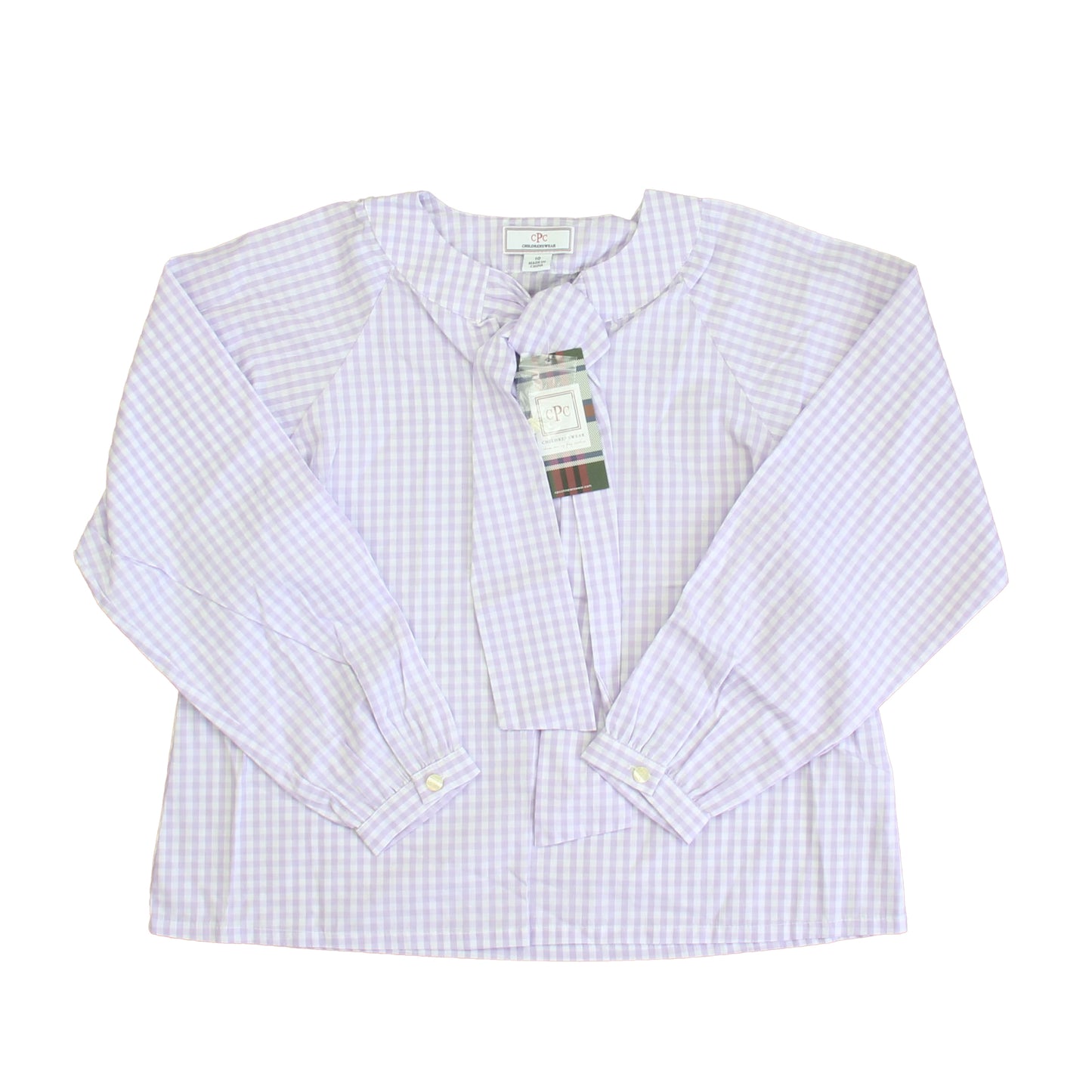 Classic Prep Girls Lavender Gingham Blouse Size: 6-14 Years