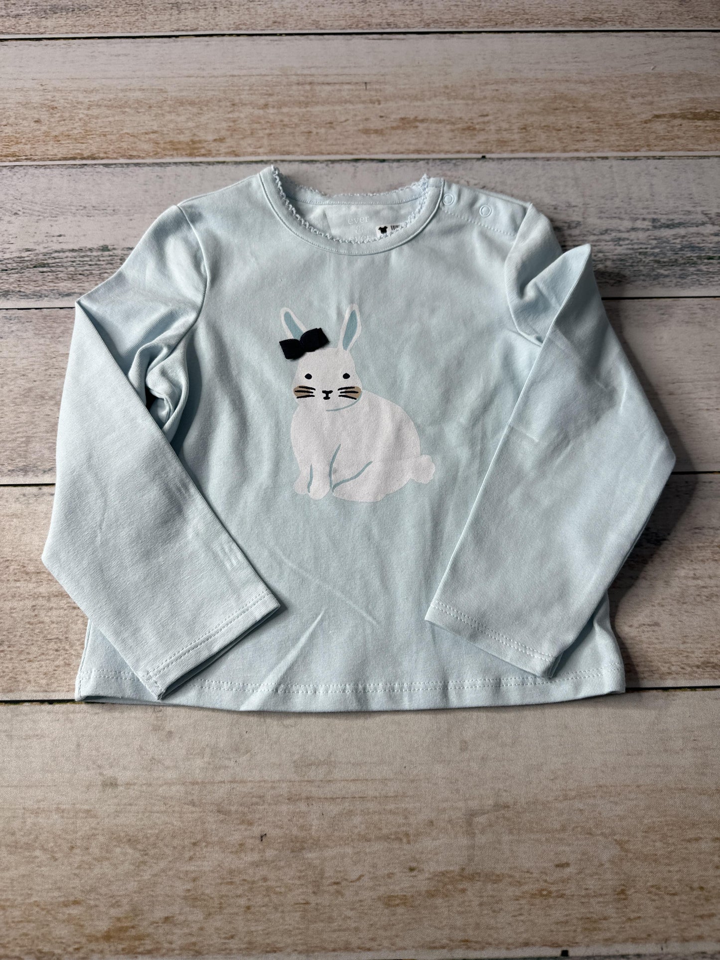 ever & ever Girls Light Blue | Bunnies Long Sleeve Shirt Size: 2T Light Blue | Bunnies