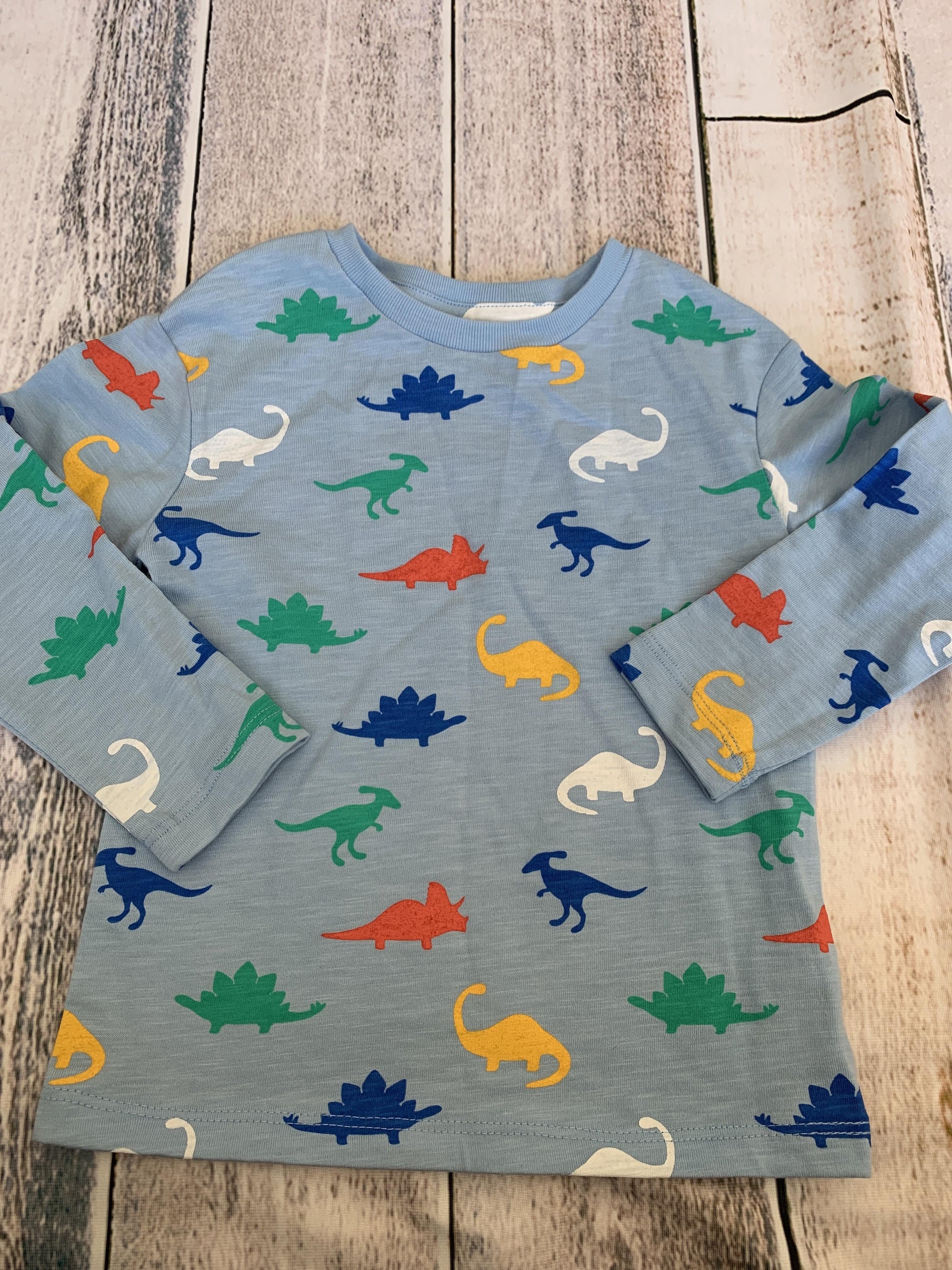Little Me Boys Light Blue | Dinosaur Long Sleeve T-Shirt Size: 24 months Light Blue | Dinosaur