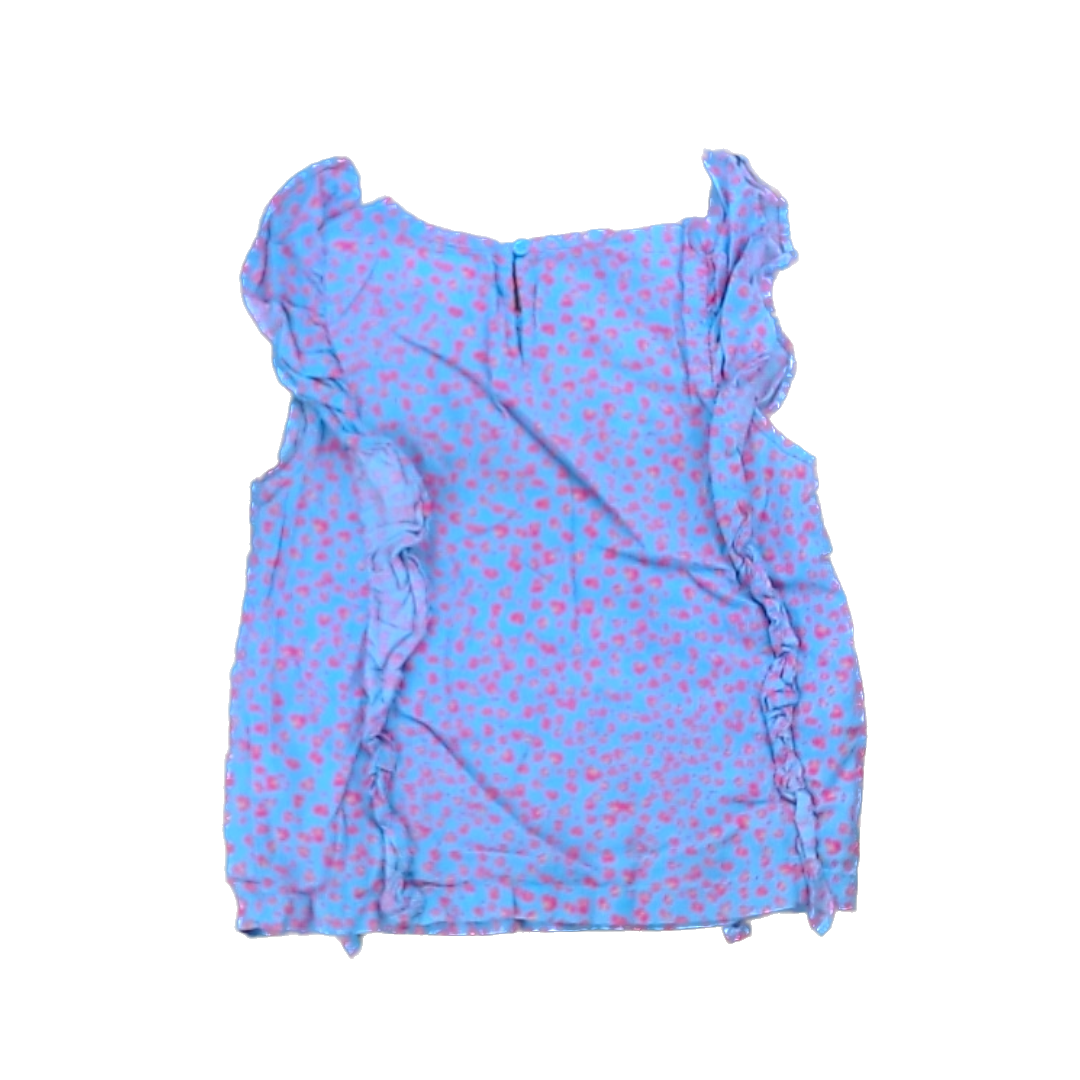 Rockets Of Awesome Girls Light blue | Florescent Pink Leopard Print Tank Top Size: 7 Years Light blue | Florescent Pink Leopard Print