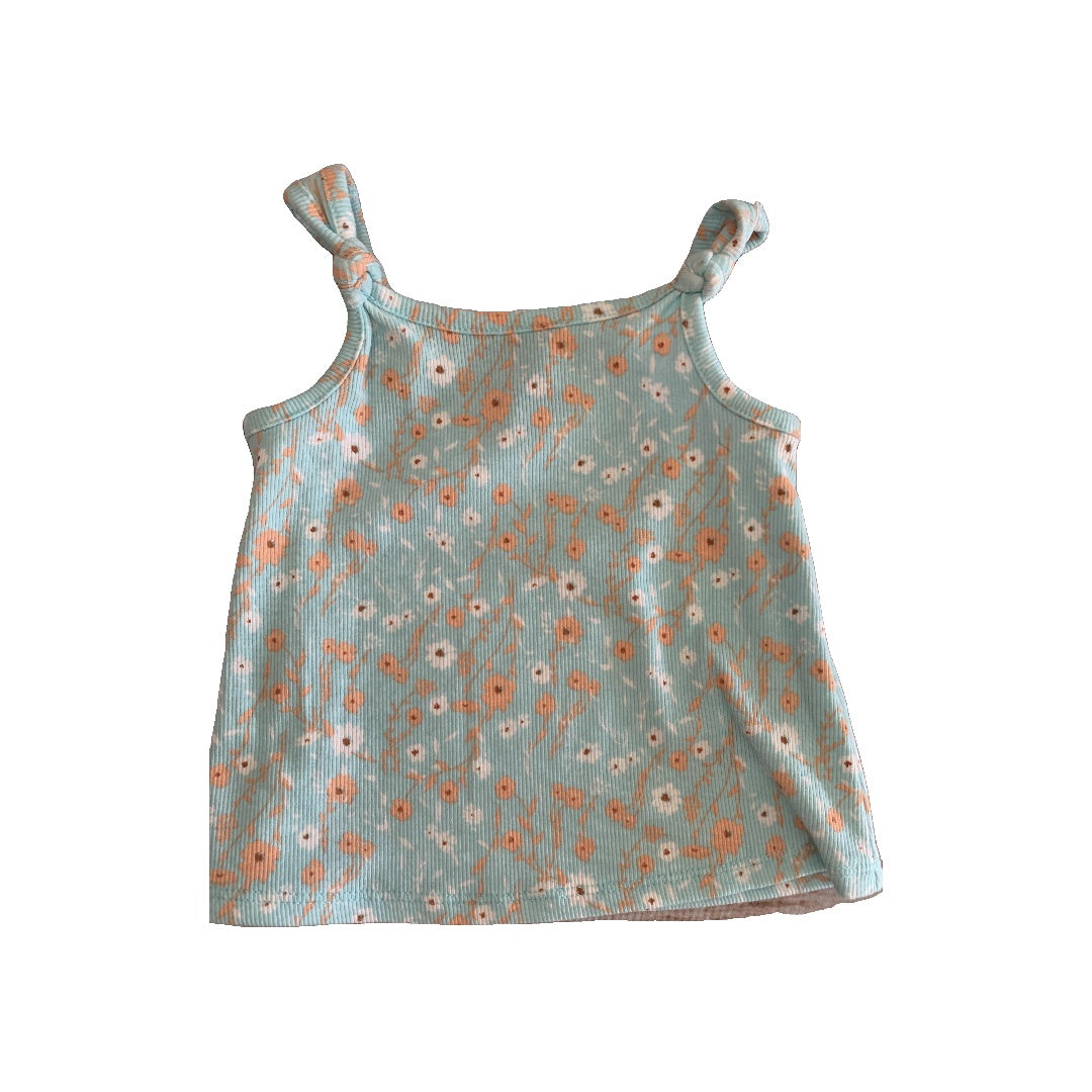 Art Class Girls Light Blue | Flowers | orange Tank Top Size: 12M Light Blue | Flowers | orange
