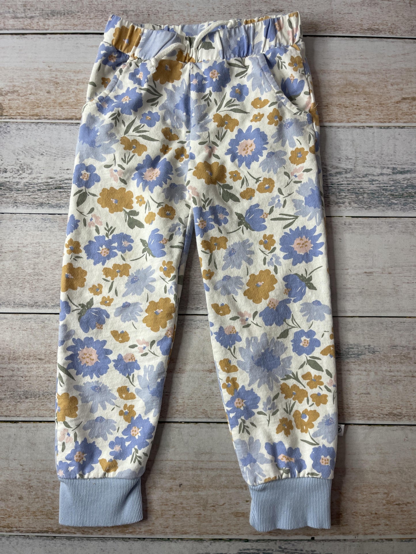 Burt's Bees Girls Light Blue | Flowers Pants Size: 4T Light Blue | Flowers