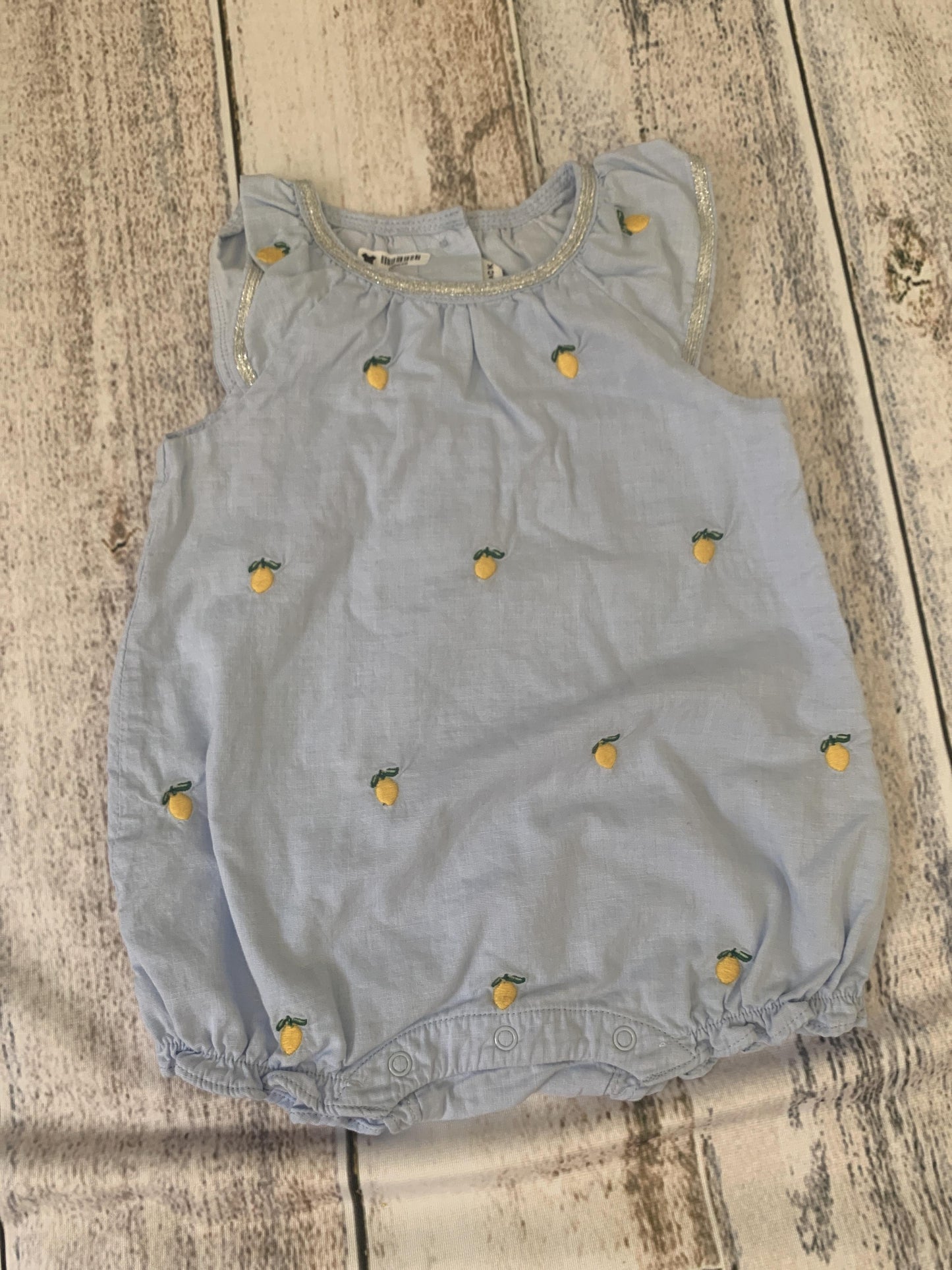 Janie and Jack Girls Light Blue | Fruit Romper Size: 3-6 months Light Blue | Fruit