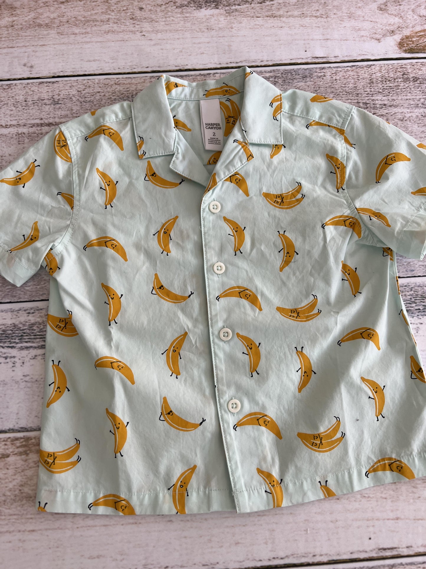Harper Canyon Boys Light Blue | Fruit Button Down Short Sleeve Size: 2T Light Blue | Fruit