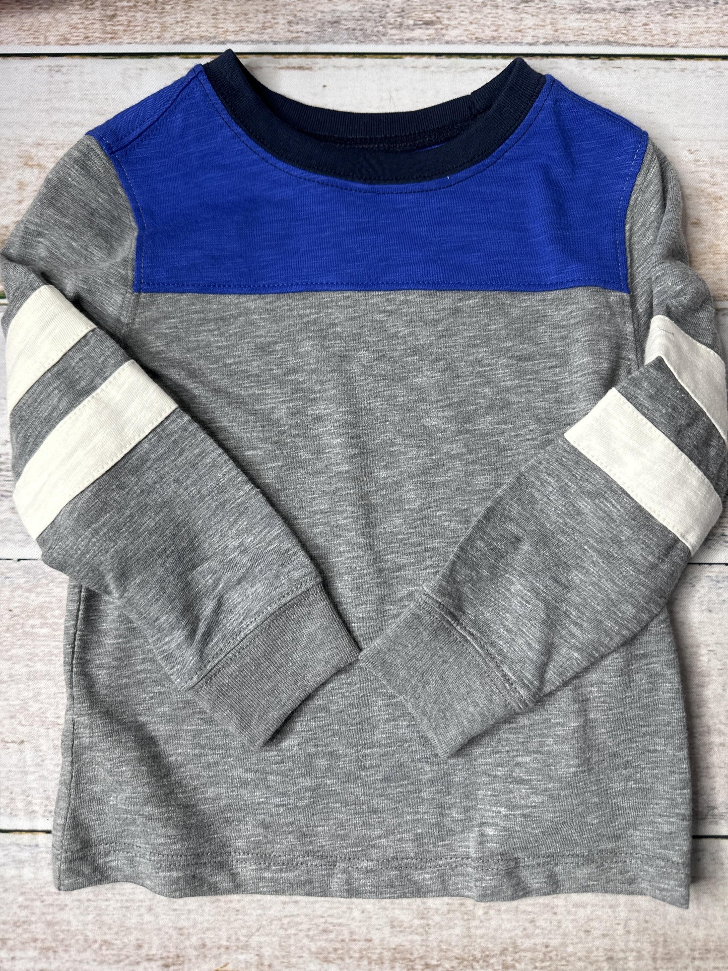 Old Navy Unisex Light Blue | Grey | White Long Sleeve T-Shirt Size: 2T Light Blue | Grey | White