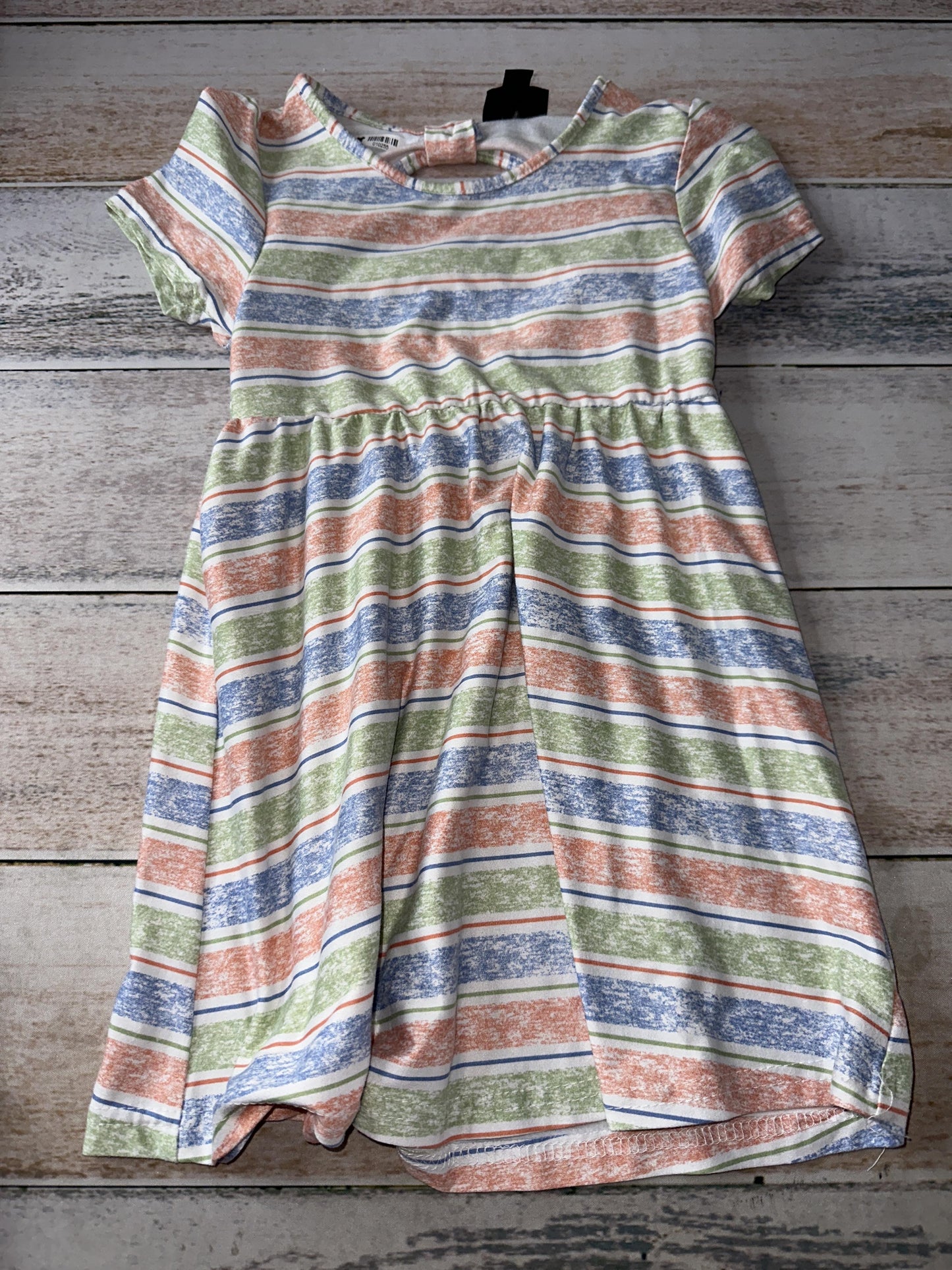 Picapino Girls Light Blue | light green | White | Stripe Dress Size: 4T Light Blue | light green | White | Stripe