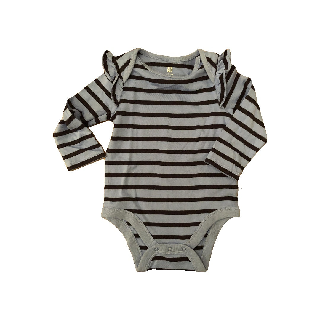 Gap Girls Light Blue | Navy Blue | Striped Onesie Size: 6-12 months Light Blue | Navy Blue | Striped